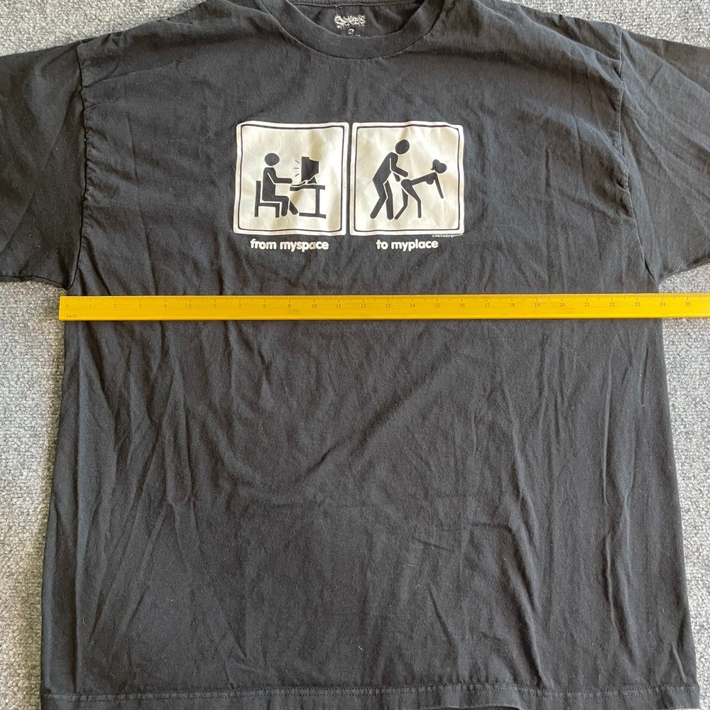 Vintage MrUnderground From MySpace To MyPlace Graphic TShirt Mens XL Black Humor - Picture 5 of 7